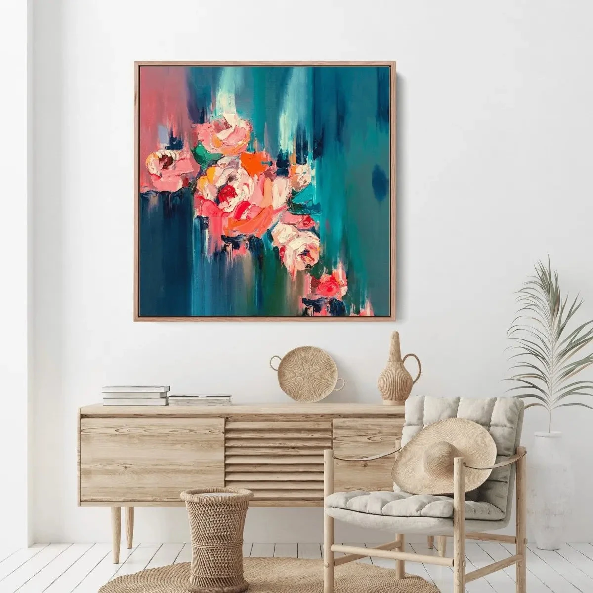 A Golden Day - Abstract Pink And Green Floral Canvas Artwork Wall Art Print(A Golden Day Abstract Pink And Green Floral Canvas Artwork Wall Art Print) 2 A Golden Day - Abstract Pink And Green Floral Canvas Artwork Wall Art Print(A Golden Day Abstract Pink And Green Floral Canvas Artwork Wall Art Print) - Image 2