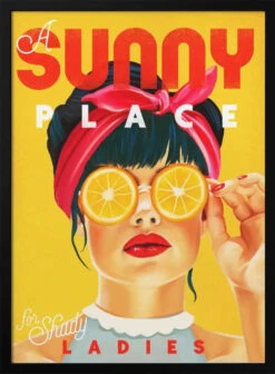 A Sunny Place For Shady Ladies Orange Pinup Art - Stretched Canvas, Poster Or Fine Art Print(A Sunny Place For Shady Ladies Orange Pinup Art Stretched Canvas Poster Or Fine Art Print)