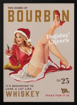 Babes Of Bourbon Vol 25 Holiday Cheer Christmas Pinup - Stretched Canvas, Poster Or Fine Art Print(Babes Of Bourbon Vol 25 Holiday Cheer Christmas Pinup Stretched Canvas Poster Or Fine Art Print)