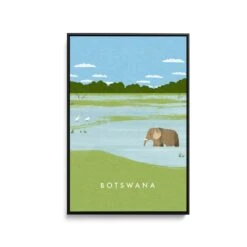 Botswana By Henry Rivers - Stretched Canvas Print Or Framed Fine Art Print - Artwork- Vintage Inspired Travel Poster(Botswana By Henry Rivers Stretched Canvas Print Or Framed Fine Art Print Artwork Vintage Inspired Travel Poster 354213749)