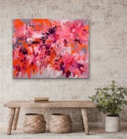 Casanova - Orange And Pink Abstract Floral Stretched Canvas Print Or Framed Fine Art Print - Artwork(Casanova Orange Abstract Floral Stretched Canvas Print Or Framed Fine Art Print Artwork)