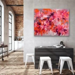 Casanova - Orange And Pink Abstract Floral Stretched Canvas Print Or Framed Fine Art Print - Artwork(Casanova Orange Abstract Floral Stretched Canvas Print Or Framed Fine Art Print Artwork) -Heart Wall Art Store Casanova Orange and Pink Abstract Floral Stretched Canvas Print or Framed Fine Art Print Artwork I Heart Wall Art Australia 36430026