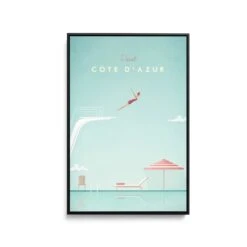 Cote D'Azur By Henry Rivers - Stretched Canvas Print Or Framed Fine Art Print - Artwork- Vintage Inspired Travel Poster(Cote D Azur By Henry Rivers Stretched Canvas Print Or Framed Fine Art Print Artwork Vintage Inspired Travel Poster 354213801)