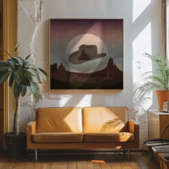 Cowboy Hat - Square Stretched Canvas, Poster Or Fine Art Print(Cowboy Hat Square Stretched Canvas Poster Or Fine Art Print) -Heart Wall Art Store Cowboy Hat Square Stretched Canvas Poster or Fine Art Print I Heart Wall Art 43332495