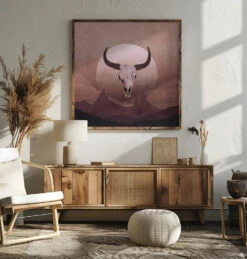Cowboy Skull - Square Stretched Canvas, Poster Or Fine Art Print(Cowboy Skull Square Stretched Canvas Poster Or Fine Art Print) -Heart Wall Art Store Cowboy Skull Square Stretched Canvas Poster or Fine Art Print I Heart Wall Art 43330723