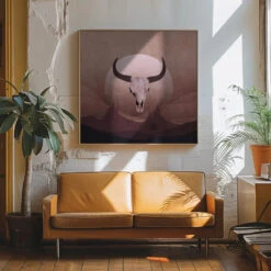 Cowboy Skull - Square Stretched Canvas, Poster Or Fine Art Print(Cowboy Skull Square Stretched Canvas Poster Or Fine Art Print) -Heart Wall Art Store Cowboy Skull Square Stretched Canvas Poster or Fine Art Print I Heart Wall Art 43331179