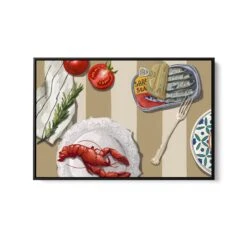 Date By The Pier - Contemporary Still Life Art Featuring Lobster-Still Life Art Print(Date By The Pier Contemporary Still Life Art Featuring Lobster Stretched Canvas Print Or Framed Fine Art Print Artwork 351735089) -Heart Wall Art Store Date by the Pier Contemporary Still Life Art Featuring Lobster Stretched Canvas Print or Framed Fine Art Print Artwork I Heart Wall Art Australia 1690181780320