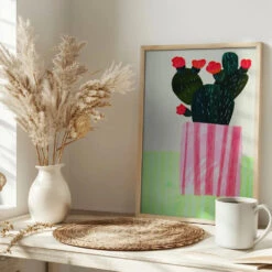 Emerald Cactus - Stretched Canvas, Poster Or Fine Art Print(Emerald Cactus Stretched Canvas Poster Or Fine Art Print) -Heart Wall Art Store Emerald Cactus Stretched Canvas Poster or Fine Art Print I Heart Wall Art 46448891