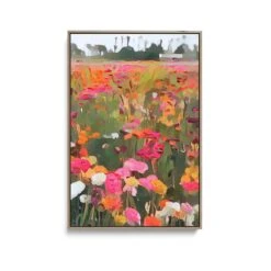 Flower Farm - Colourful Orange And Pink Floral Print - Available As A Canvas Or Art Print(Flower Farm Colourful Orange And Pink Floral Print Available As A Canvas Or Art Print 349913553)