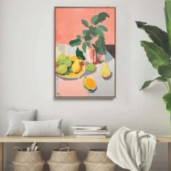 Fresh Fruit - Pink And Yellow Still Life Stretched Canvas Print Or Framed Fine Art Print(Fresh Fruit Pink And Yellow Still Life Stretched Canvas Print Or Framed Fine Art Print 372380417) -Heart Wall Art Store Fresh Fruit Pink and Yellow Still Life Stretched Canvas Print or Framed Fine Art Print I Heart Wall Art Australia 41559493