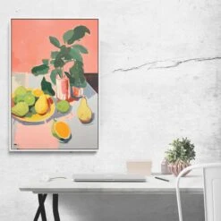 Fresh Fruit - Pink And Yellow Still Life Stretched Canvas Print Or Framed Fine Art Print(Fresh Fruit Pink And Yellow Still Life Stretched Canvas Print Or Framed Fine Art Print 372380417) -Heart Wall Art Store Fresh Fruit Pink and Yellow Still Life Stretched Canvas Print or Framed Fine Art Print I Heart Wall Art Australia 41559540