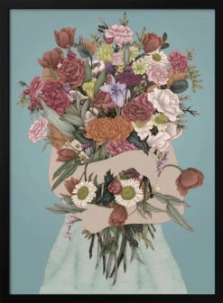 Gathering A Garden Teal Large - Stretched Canvas, Poster Or Fine Art Print(Gathering A Garden Teal Large Stretched Canvas Poster Or Fine Art Print)