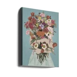 Gathering A Garden Teal Large - Stretched Canvas, Poster Or Fine Art Print(Gathering A Garden Teal Large Stretched Canvas Poster Or Fine Art Print) -Heart Wall Art Store Gathering a Garden Teal Large Stretched Canvas Poster or Fine Art Print I Heart Wall Art 46452368