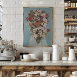 Gathering A Garden Teal Large - Stretched Canvas, Poster Or Fine Art Print(Gathering A Garden Teal Large Stretched Canvas Poster Or Fine Art Print) -Heart Wall Art Store Gathering a Garden Teal Large Stretched Canvas Poster or Fine Art Print I Heart Wall Art 46452545