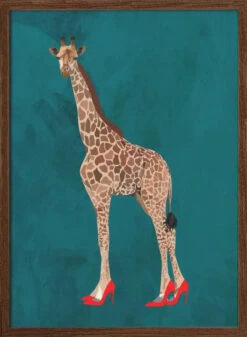Giraffe Turquouise Heels - Stretched Canvas, Poster Or Fine Art Print(Giraffe Turquouise Heels Stretched Canvas Poster Or Fine Art Print)