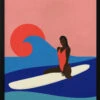 Girl On A Surfboard - Stretched Canvas, Poster Or Fine Art Print(Girl On A Surfboard Stretched Canvas Poster Or Fine Art Print)