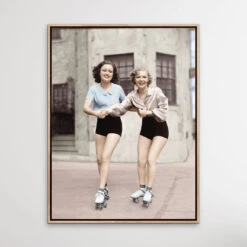 Girls On Skates - Vintage Photographic Print Of Girls On Roller Skates - Canvas Or Paper Print(Girls On Skates Vintage Photographic Print Of Girls On Roller Skates Canvas Or Paper Print) -Heart Wall Art Store Girls On Skates Vintage Photographic Print of Girls on Roller Skates Canvas or Paper Print I Heart Wall Art Australia 1666766220