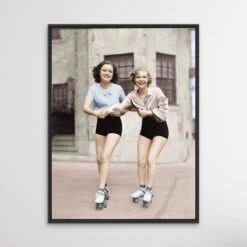 Girls On Skates - Vintage Photographic Print Of Girls On Roller Skates - Canvas Or Paper Print(Girls On Skates Vintage Photographic Print Of Girls On Roller Skates Canvas Or Paper Print) -Heart Wall Art Store Girls On Skates Vintage Photographic Print of Girls on Roller Skates Canvas or Paper Print I Heart Wall Art Australia 1666766226