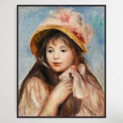 Jeune Fille Au Chapeau Rose (1894) By Pierre-Auguste Renoir(Jeune Fille Au Chapeau Rose 1894 By Pierre Auguste Renoir)
