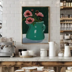 Little Green Jug With Poppies - Stretched Canvas, Poster Or Fine Art Print(Little Green Jug With Poppies Stretched Canvas Poster Or Fine Art Print) -Heart Wall Art Store Little Green Jug with poppies Stretched Canvas Poster or Fine Art Print I Heart Wall Art 47776261