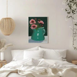 Little Green Jug With Poppies - Stretched Canvas, Poster Or Fine Art Print(Little Green Jug With Poppies Stretched Canvas Poster Or Fine Art Print) -Heart Wall Art Store Little Green Jug with poppies Stretched Canvas Poster or Fine Art Print I Heart Wall Art 47776672
