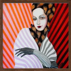 Miss Peacock - Square Stretched Canvas, Poster Or Fine Art Print(Miss Peacock Square Stretched Canvas Poster Or Fine Art Print) -Heart Wall Art Store Miss Peacock Square Stretched Canvas Poster or Fine Art Print I Heart Wall Art 43091361