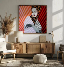 Miss Peacock - Square Stretched Canvas, Poster Or Fine Art Print(Miss Peacock Square Stretched Canvas Poster Or Fine Art Print) -Heart Wall Art Store Miss Peacock Square Stretched Canvas Poster or Fine Art Print I Heart Wall Art 43091699