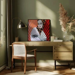 Miss Peacock - Square Stretched Canvas, Poster Or Fine Art Print(Miss Peacock Square Stretched Canvas Poster Or Fine Art Print) -Heart Wall Art Store Miss Peacock Square Stretched Canvas Poster or Fine Art Print I Heart Wall Art 43091828