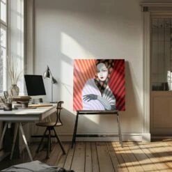 Miss Peacock - Square Stretched Canvas, Poster Or Fine Art Print(Miss Peacock Square Stretched Canvas Poster Or Fine Art Print) -Heart Wall Art Store Miss Peacock Square Stretched Canvas Poster or Fine Art Print I Heart Wall Art 43092234