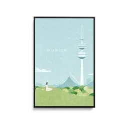 Munich By Henry Rivers - Stretched Canvas Print Or Framed Fine Art Print - Artwork- Vintage Inspired Travel Poster(Munich By Henry Rivers Stretched Canvas Print Or Framed Fine Art Print Artwork Vintage Inspired Travel Poster 354214183)