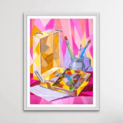 Painting Days - Colourful Pink Still Life Print By Ukrainian Artist Valentin Ivansov(Stay For Tea Colourful Still Life By Valentin Ivansov) 10 Painting Days - Colourful Pink Still Life Print By Ukrainian Artist Valentin Ivansov(Stay For Tea Colourful Still Life By Valentin Ivansov) -Heart Wall Art Store Painting Days Colourful Still Life by Valentin Ivansov I Heart Wall Art Australia 1652417674