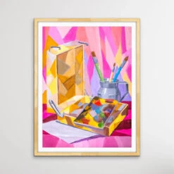 Painting Days - Colourful Pink Still Life Print By Ukrainian Artist Valentin Ivansov(Stay For Tea Colourful Still Life By Valentin Ivansov) 11 Painting Days - Colourful Pink Still Life Print By Ukrainian Artist Valentin Ivansov(Stay For Tea Colourful Still Life By Valentin Ivansov) -Heart Wall Art Store Painting Days Colourful Still Life by Valentin Ivansov I Heart Wall Art Australia 1652417677
