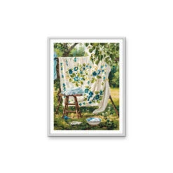 Blue Flora Sheets - Vintage Backyard Bedlinen, Stretched Canvas Or Wall Art Print(Blue Flora Sheets Vintage Backyard Bedlinen Stretched Canvas Or Wall Art Print) -Heart Wall Art Store Photo10 2 2025 13342pm