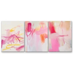 Wonder - Three Piece Pink Abstract Set, Stretched Canvas Or Wall Art Print(Wonder Three Piece Pink Abstract Set Stretched Canvas Or Wall Art Print)