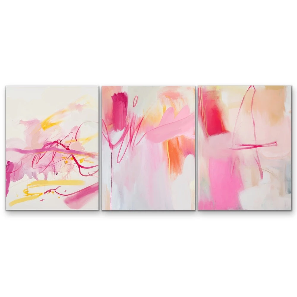 Wonder - Three Piece Pink Abstract Set, Stretched Canvas Or Wall Art Print(Wonder Three Piece Pink Abstract Set Stretched Canvas Or Wall Art Print) 1 Wonder - Three Piece Pink Abstract Set, Stretched Canvas Or Wall Art Print(Wonder Three Piece Pink Abstract Set Stretched Canvas Or Wall Art Print)