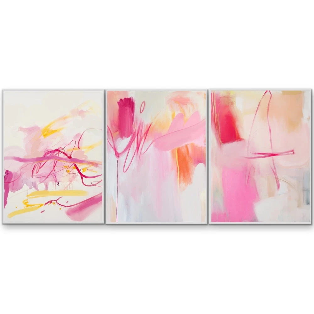 Wonder - Three Piece Pink Abstract Set, Stretched Canvas Or Wall Art Print(Wonder Three Piece Pink Abstract Set Stretched Canvas Or Wall Art Print) 3 Wonder - Three Piece Pink Abstract Set, Stretched Canvas Or Wall Art Print(Wonder Three Piece Pink Abstract Set Stretched Canvas Or Wall Art Print) - Image 3