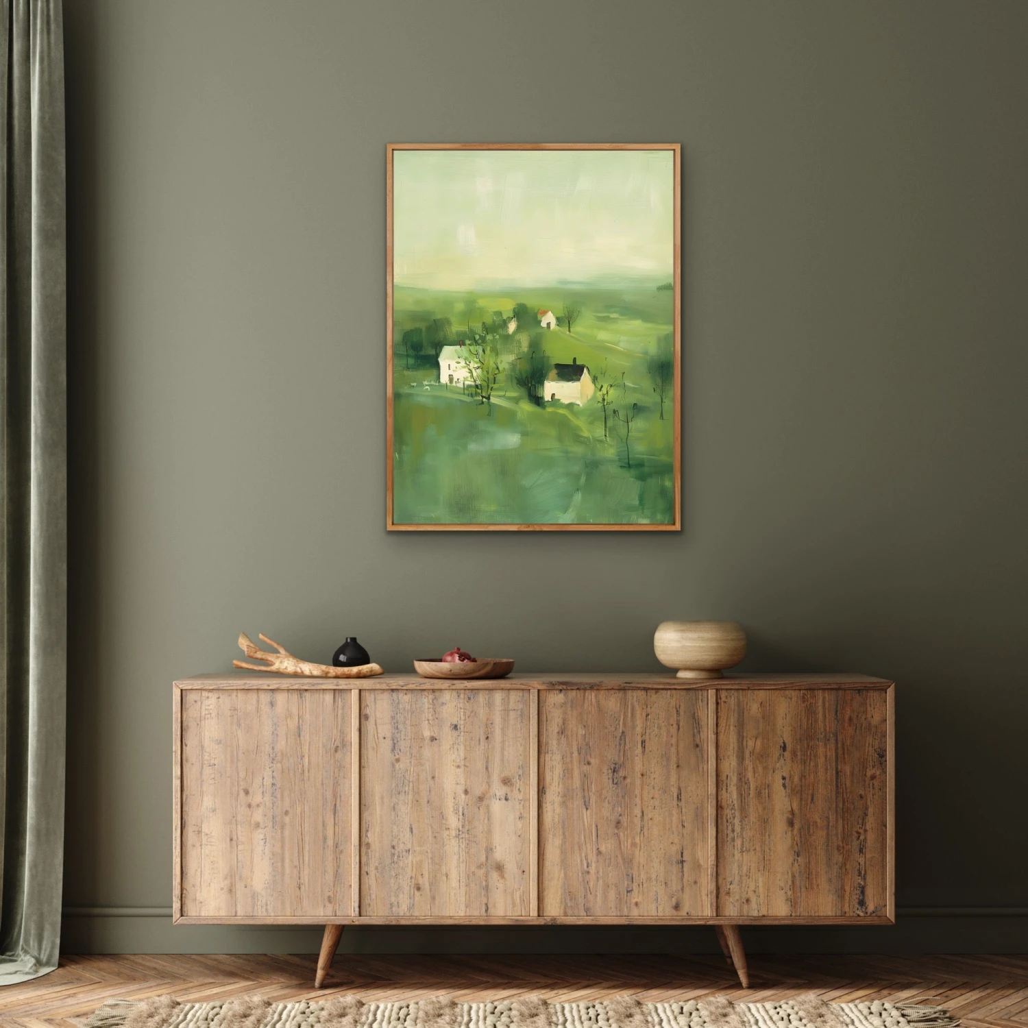 Always Close By - Green Abstract House Landscape, Stretched Canvas Or Wall Art Print(Always Close By Green Abstract House Landscape Stretched Canvas Or Wall Art Print) 2 Always Close By - Green Abstract House Landscape, Stretched Canvas Or Wall Art Print(Always Close By Green Abstract House Landscape Stretched Canvas Or Wall Art Print) - Image 2