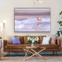 Pink Flamingo Beach -Coastal Landscape Pink Flamingo Sunset Canvas Or Art Print(Pink Flamingo Beach Coastal Landscape Pink Flamingo Sunset Canvas Or Art Print)