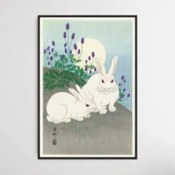 Rabbits At Full Moon By Ohara Koson(Rabbits At Full Moon By Ohara Koson)