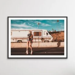 Roller Girl - Print Of Woman On Roller Skates In Vintage Style(Skater Girl Print Of Woman On Roller Skates In Vintage Style)