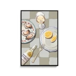 Sour Tasting - Contemporary Still Life Art Featuring Oysters Seafood And Lemon -Still Life Art Print(Sour Tasting Contemporary Still Art Stretched Canvas Print Or Framed Fine Art Print Artwork 351735882) -Heart Wall Art Store Sour Tasting Contemporary Still Art Stretched Canvas Print or Framed Fine Art Print Artwork I Heart Wall Art Australia 1688513309675