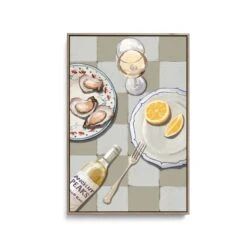 Sour Tasting - Contemporary Still Life Art Featuring Oysters Seafood And Lemon -Still Life Art Print(Sour Tasting Contemporary Still Art Stretched Canvas Print Or Framed Fine Art Print Artwork 351735882) -Heart Wall Art Store Sour Tasting Contemporary Still Art Stretched Canvas Print or Framed Fine Art Print Artwork I Heart Wall Art Australia 1688513313737