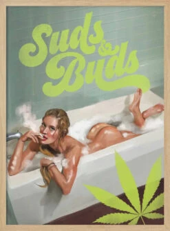Suds Buds Sexy Girl Smoking Cannabis Joint In Bath - Stretched Canvas, Poster Or Fine Art Print(Suds Buds Sexy Girl Smoking Cannabis Joint In Bath Stretched Canvas Poster Or Fine Art Print) -Heart Wall Art Store Suds Buds Sexy Girl Smoking Cannabis Joint In Bath Stretched Canvas Poster or Fine Art Print I Heart Wall Art 44397799