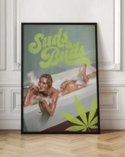 Suds Buds Sexy Girl Smoking Cannabis Joint In Bath - Stretched Canvas, Poster Or Fine Art Print(Suds Buds Sexy Girl Smoking Cannabis Joint In Bath Stretched Canvas Poster Or Fine Art Print) -Heart Wall Art Store Suds Buds Sexy Girl Smoking Cannabis Joint In Bath Stretched Canvas Poster or Fine Art Print I Heart Wall Art 44398026