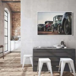 Vintage Cars In Low Angled Shot - Stretched Canvas, Poster Or Fine Art Print(Us Classic Car Impala Convertible 1960 Stretched Canvas Poster Or Fine Art Print 1)