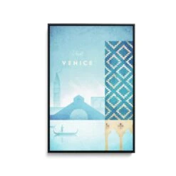 Venice By Henry Rivers - Stretched Canvas Print Or Framed Fine Art Print - Artwork- Vintage Inspired Travel Poster(Venice By Henry Rivers Stretched Canvas Print Or Framed Fine Art Print Artwork Vintage Inspired Travel Poster 354218531)