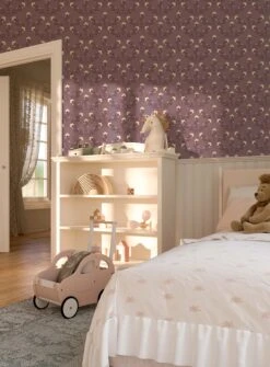 'Vintage Classic Purple' Design 2 - Floral Removable Wallpaper(Vintage Classic Purple Design 2 Floral Removable Wallpaper)