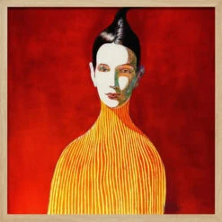 Yellow Turtleneck - Square Stretched Canvas, Poster Or Fine Art Print(Yellow Turtleneck Square Stretched Canvas Poster Or Fine Art Print) -Heart Wall Art Store Yellow Turtleneck Square Stretched Canvas Poster or Fine Art Print I Heart Wall Art 43129651