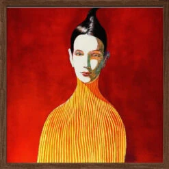 Yellow Turtleneck - Square Stretched Canvas, Poster Or Fine Art Print(Yellow Turtleneck Square Stretched Canvas Poster Or Fine Art Print) -Heart Wall Art Store Yellow Turtleneck Square Stretched Canvas Poster or Fine Art Print I Heart Wall Art 43129751