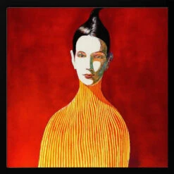 Yellow Turtleneck - Square Stretched Canvas, Poster Or Fine Art Print(Yellow Turtleneck Square Stretched Canvas Poster Or Fine Art Print) -Heart Wall Art Store Yellow Turtleneck Square Stretched Canvas Poster or Fine Art Print I Heart Wall Art 43129830